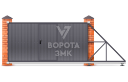 Откатные ворота 6 метров 6000×2900 с калиткой ЗМК-8055