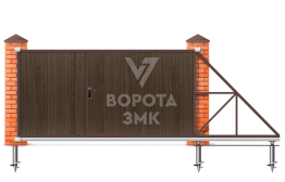Ворота деревом обшитые откатные 2800×2000 ЗМК-7683